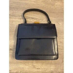 ✨Vintage 1960’s MAGDA MAKKAY Navy Accordion Leather Handbag - Elegant Find